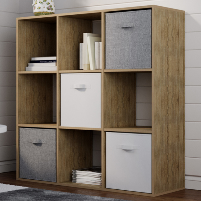 Flexi Storage 9 Shelf Oak Effect Compact Cube Storage Unit - image 1