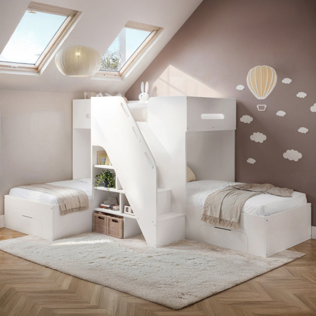 Flair Mason White Staircase Triple Sleeper with Storage - image 1
