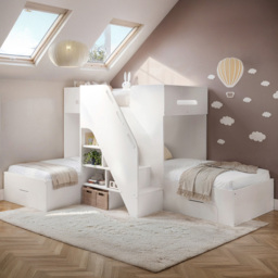 Flair Mason White Staircase Triple Sleeper with Storage - thumbnail 1