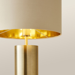 ValueLights Lexy Reni Beige and Antique Brass Shade Touch LED Table Lamp - thumbnail 3
