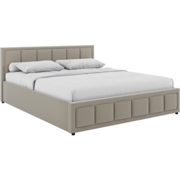 VIDA DESIGNS Vanita Beige Linen King Size Ottoman Bed with Padded Headboard - thumbnail 2
