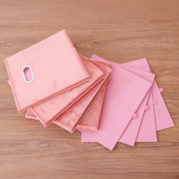 Home Source Large Blush Pink Fabric Cube Storage Box 4 Pack - thumbnail 4