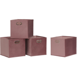Home Source Large Blush Pink Fabric Cube Storage Box 4 Pack