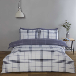 Rapport Home Harris King Size Denim Check Duvet Set - thumbnail 1