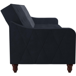 Novogratz Vintage 3 Seater Blue Velvet Tufted Futon - thumbnail 4