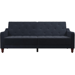 Novogratz Vintage 3 Seater Blue Velvet Tufted Futon - thumbnail 3