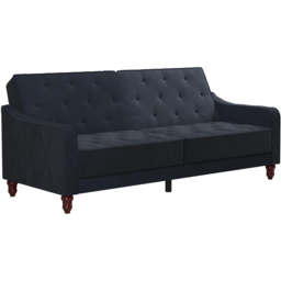 Novogratz Vintage 3 Seater Blue Velvet Tufted Futon - thumbnail 2