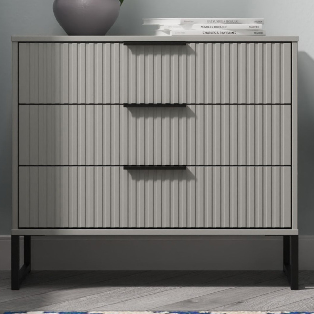Crowndale Fluted 3 Drawer Dusk Grey Chest of Drawers Ready Assembled - image 1
