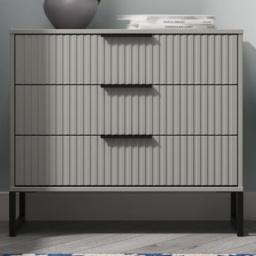 Crowndale Fluted 3 Drawer Dusk Grey Chest of Drawers Ready Assembled - thumbnail 1