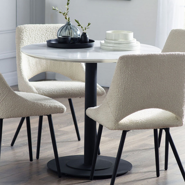 Julian Bowen Luca 4 Seater Round Table White and Black - image 1