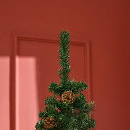 StarBright Pencil Slim Green Artificial Christmas Tree with Pine Cones 6.5ft - thumbnail 3
