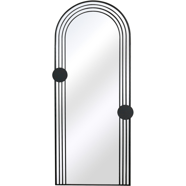 Charles Bentley Warsaw Black Arch Outdoor Wall Mirror with Dots 155 x 64.5cm - image 1