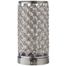 Kliving Mikey Beaded Silver Chrome Touch Table Lamp - thumbnail 1