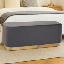 Premier Housewares Hartford Matte Gold  and Grey Velvet Bench