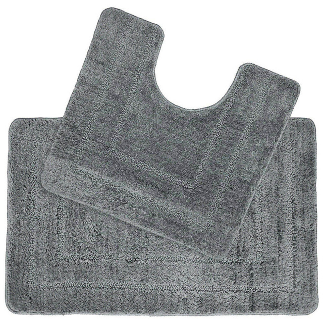 Allure Bath Fashions Mid Grey Non Slip 2 Piece Bath and Pedestal Mat Set - image 1
