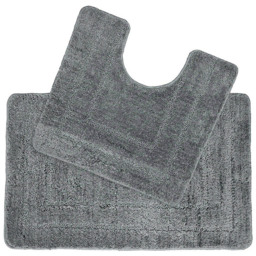 Allure Bath Fashions Mid Grey Non Slip 2 Piece Bath and Pedestal Mat Set