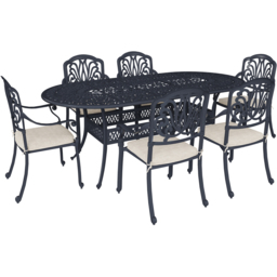 Charles Bentley Premium 6 Seater Round Dining Set Black - thumbnail 2