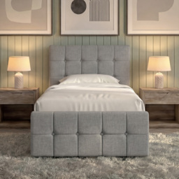Vida Designs Valentina Light Grey Linen Single Ottoman Bed with Padded Headboard - thumbnail 3