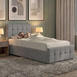 Vida Designs Valentina Light Grey Linen Single Ottoman Bed with Padded Headboard - thumbnail 4