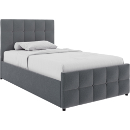 Vida Designs Valentina Light Grey Linen Single Ottoman Bed with Padded Headboard - thumbnail 2