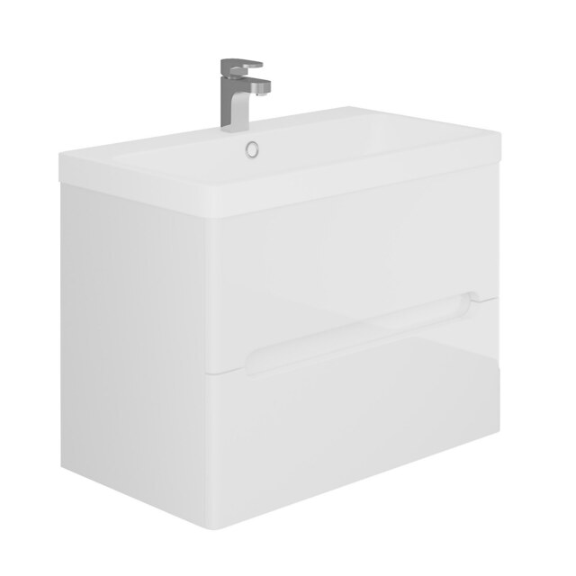 Bathstore Skye 800mm Wall Hung 2 Drawer Vanity Unit and Basin - White