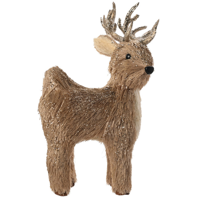The Seasonal Gift Co. Standing Straw Deer Christmas Decoration 13cm - image 1
