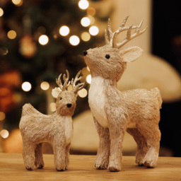 The Seasonal Gift Co. Standing Straw Deer Christmas Decoration 13cm - thumbnail 2