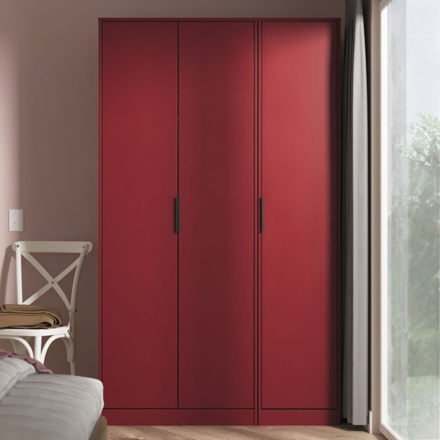 Crowndale Hong Kong 3 Door Red Matt Tall Wardrobe Ready Assembled - image 1