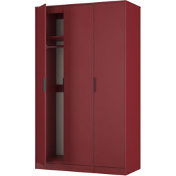 Crowndale Hong Kong 3 Door Red Matt Tall Wardrobe Ready Assembled - thumbnail 4