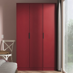 Crowndale Hong Kong 3 Door Red Matt Tall Wardrobe Ready Assembled - thumbnail 1