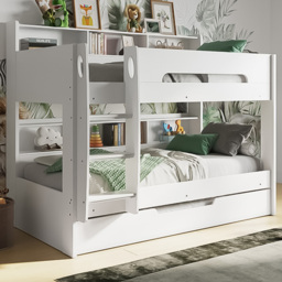 Flair Interstellar Wooden White Bunk Bed with Trundle