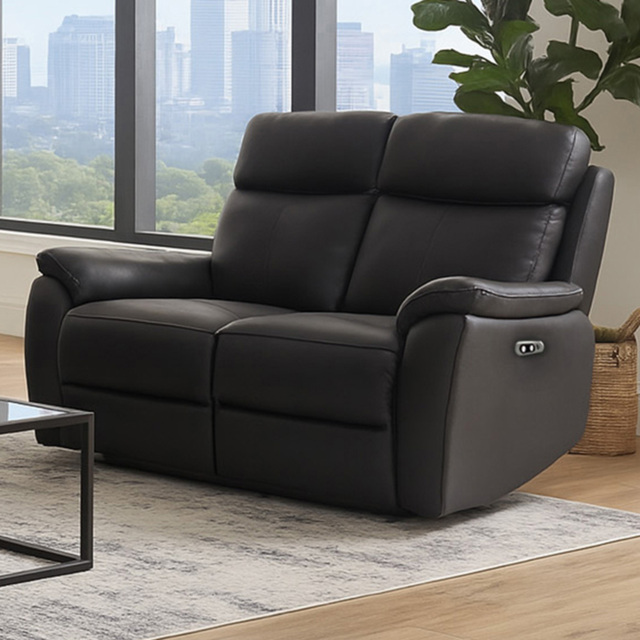Aspire Kingsmere 2 Seater Black Power Recliner Sofa - image 1