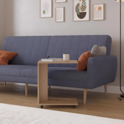 FWStyle Oak Effect Large Mobile Sofa Laptop Table - thumbnail 4