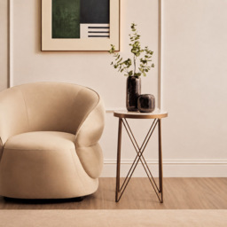 Premier Housewares Shalimar Gold Finish Marble Top Round Side Table - thumbnail 3