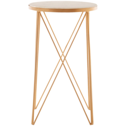 Premier Housewares Shalimar Gold Finish Marble Top Round Side Table - thumbnail 2
