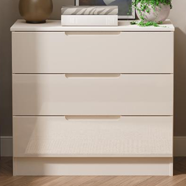 Crowndale Milan Kashmir Gloss and Kashmir 3 Drawer Chest of Drawers Ready Assembled - image 1