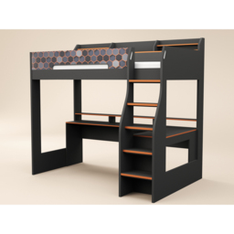 Recoil Ultimate Lumi Charcoal and Orange Single High Sleeper with Desk - thumbnail 2