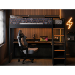 Recoil Ultimate Lumi Charcoal and Orange Single High Sleeper with Desk - thumbnail 4