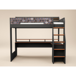 Recoil Ultimate Lumi Charcoal and Orange Single High Sleeper with Desk - thumbnail 3