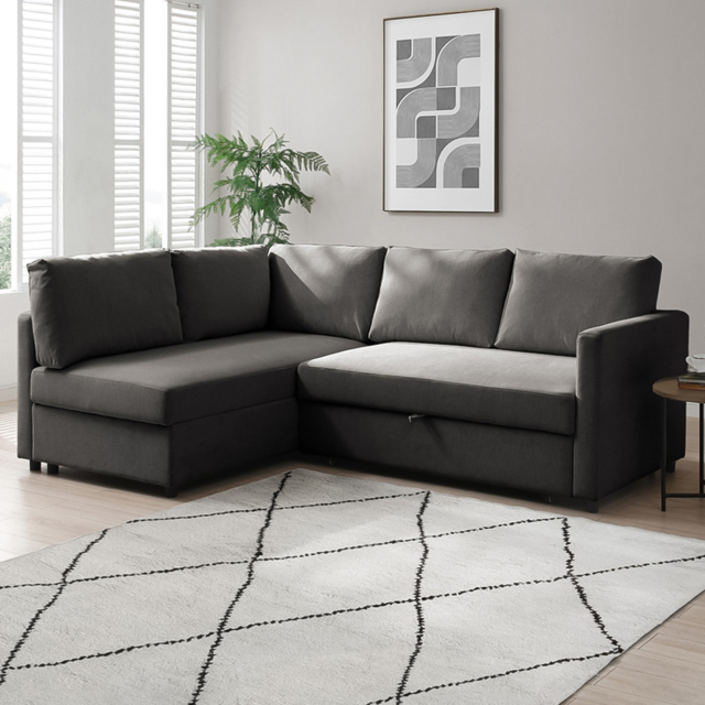 Clare 4 Seater Grey Corner Sofa Bed - image 1