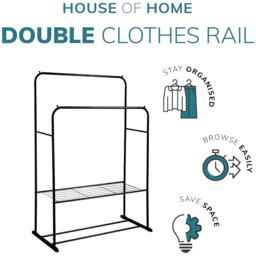 House of Home Black Double Clothes Rail - thumbnail 4