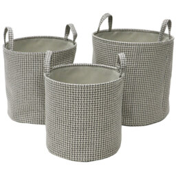 JVL Silva Round Fabric Storage Basket 3 Pack