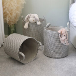 JVL Silva Round Fabric Storage Basket 3 Pack - thumbnail 2