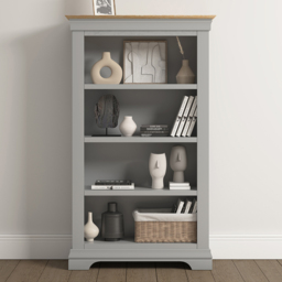 Seconique Bordeaux 3 Shelf Pebble Grey and Oak Tall Bookcase