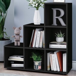 Black 6 Cube Staircase Storage Unit