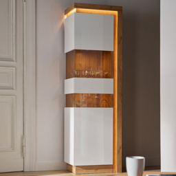 Furniture To Go Lyon White and Riviera Oak Left Hand Tall Narrow Display Cabinet