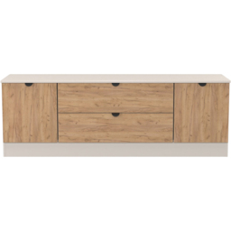 Crowndale Bora 2 Door 2 Drawer Gold Craft Oak and Kashmir Wide TV Unit Ready Assembled - thumbnail 2