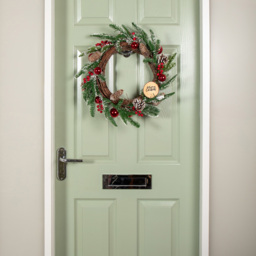 Samuel Alexander 50cm Pinecone Wreath with Red Berries and Baubles - thumbnail 2