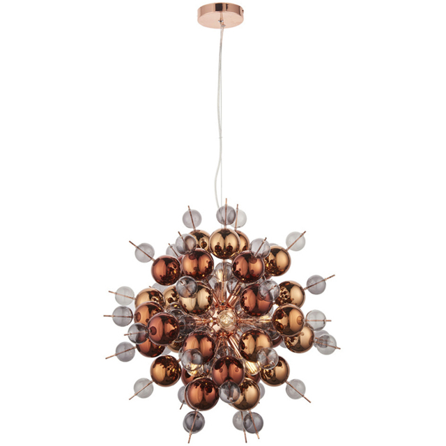 Merano Pavia Tinted Glass Copper 9 Light Ceiling Pendant - image 1