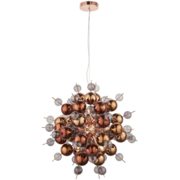 Merano Pavia Tinted Glass Copper 9 Light Ceiling Pendant - thumbnail 1